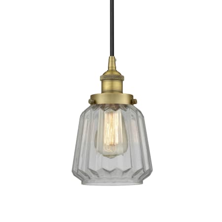 A large image of the Innovations Lighting 616-1PH-12-7 Chatham Pendant Brushed Brass / Clear