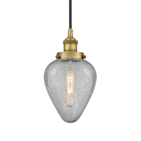 A large image of the Innovations Lighting 616-1PH-10-7 Geneseo Pendant Brushed Brass / Clear Crackled