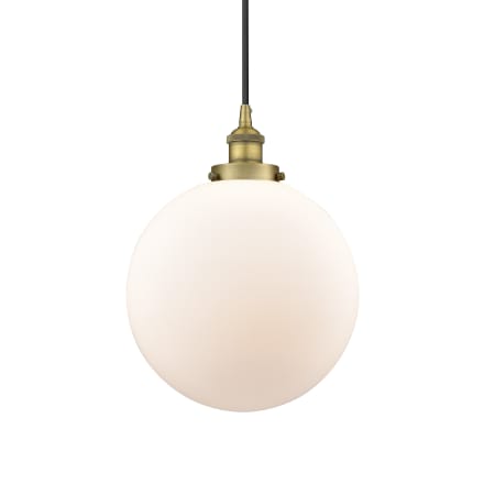 A large image of the Innovations Lighting 616-1PH-16-12 Beacon Pendant Brushed Brass / Matte White