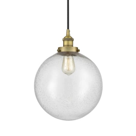 A large image of the Innovations Lighting 616-1PH-16-12 Beacon Pendant Brushed Brass / Seedy