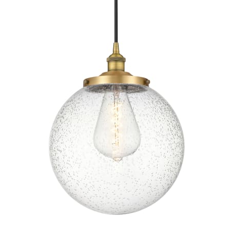 A large image of the Innovations Lighting 616-1PH-18-14 Beacon Pendant Brushed Brass / Seedy