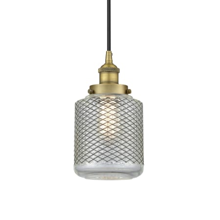 A large image of the Innovations Lighting 616-1PH-12-6 Stanton Pendant Brushed Brass / Clear Wire Mesh