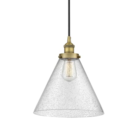 A large image of the Innovations Lighting 616-1PH-15-12-L Cone Pendant Brushed Brass / Seedy