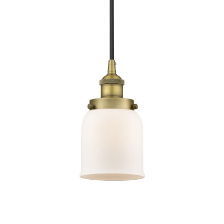 A large image of the Innovations Lighting 616-1PH-10-5 Bell Pendant Brushed Brass / Matte White