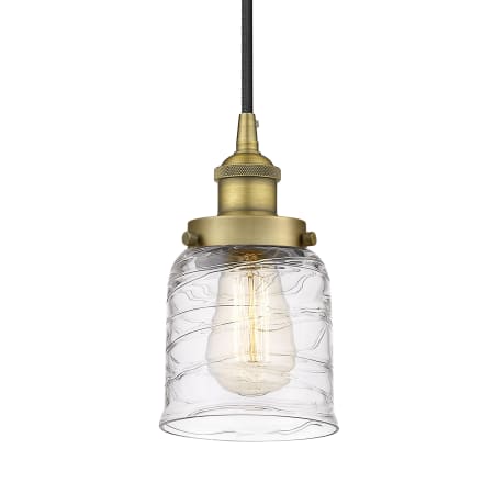 A large image of the Innovations Lighting 616-1PH-10-5 Bell Pendant Brushed Brass / Deco Swirl