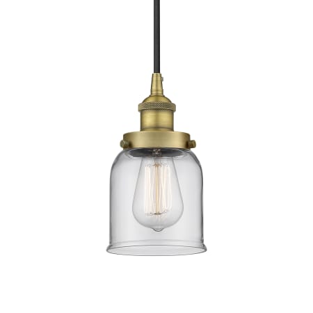 A large image of the Innovations Lighting 616-1PH-10-5 Bell Pendant Brushed Brass / Clear