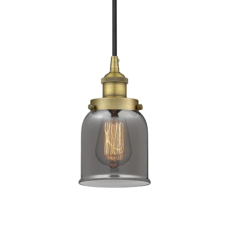 A large image of the Innovations Lighting 616-1PH-10-5 Bell Pendant Brushed Brass / Plated Smoke