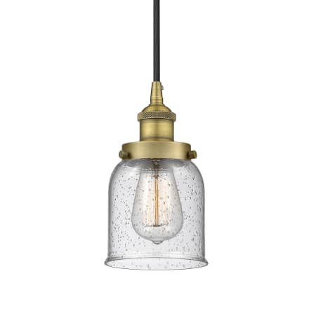 A large image of the Innovations Lighting 616-1PH-10-5 Bell Pendant Brushed Brass / Seedy