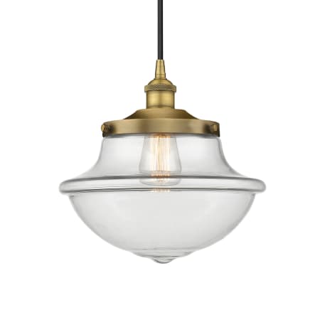 A large image of the Innovations Lighting 616-1PH-12-12 Oxford Pendant Brushed Brass / Clear