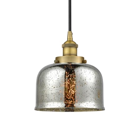 A large image of the Innovations Lighting 616-1PH-10-8 Bell Pendant Brushed Brass / Silver Plated Mercury