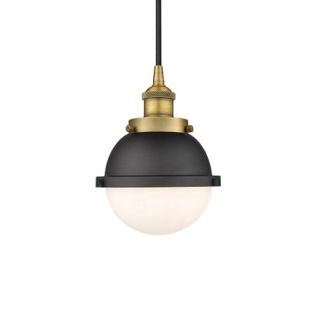 A large image of the Innovations Lighting 616-1PH-10-7 Hampden Pendant Brushed Brass / Matte Black / Matte White