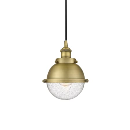 A large image of the Innovations Lighting 616-1PH-10-7 Hampden Pendant Brushed Brass / Seedy