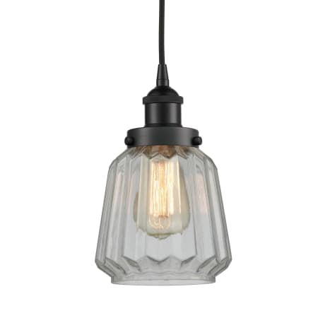 A large image of the Innovations Lighting 616-1PH-12-7 Chatham Pendant Matte Black / Clear