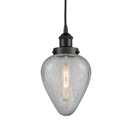 A large image of the Innovations Lighting 616-1PH-10-7 Geneseo Pendant Matte Black / Clear Crackled