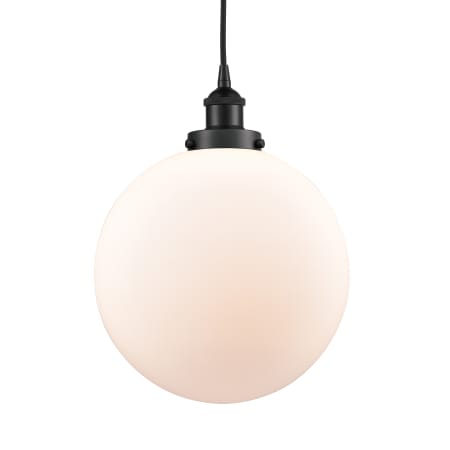 A large image of the Innovations Lighting 616-1PH-16-12 Beacon Pendant Matte Black / Matte White