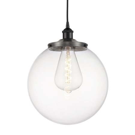 A large image of the Innovations Lighting 616-1PH-18-14 Beacon Pendant Matte Black / Clear
