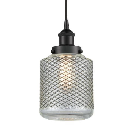 A large image of the Innovations Lighting 616-1PH-12-6 Stanton Pendant Matte Black / Clear Wire Mesh