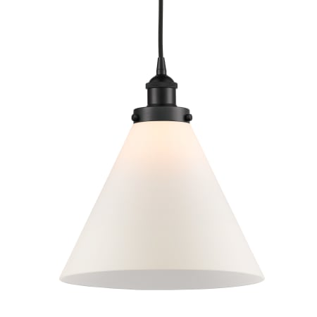 A large image of the Innovations Lighting 616-1PH-15-12-L Cone Pendant Matte Black / Matte White