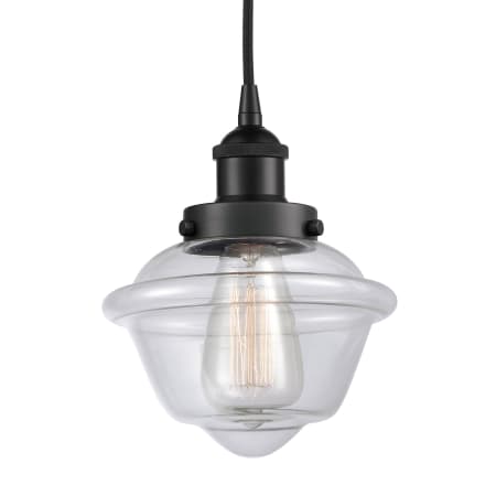A large image of the Innovations Lighting 616-1PH-10-8 Oxford Pendant Matte Black / Clear