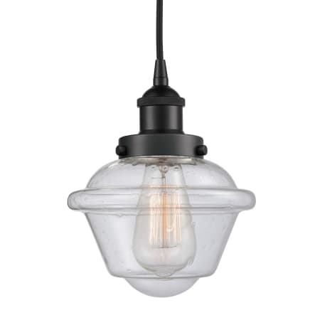 A large image of the Innovations Lighting 616-1PH-10-8 Oxford Pendant Matte Black / Seedy