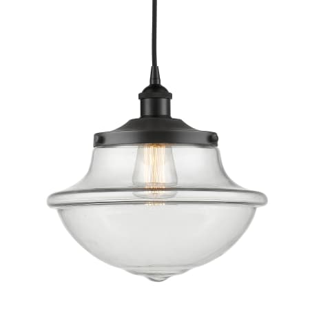 A large image of the Innovations Lighting 616-1PH-12-12 Oxford Pendant Matte Black / Clear
