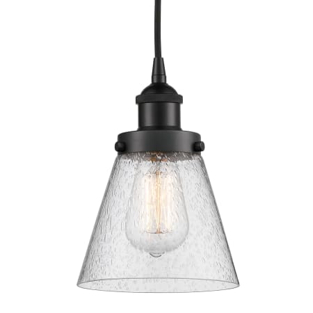 A large image of the Innovations Lighting 616-1PH-10-6 Cone Pendant Matte Black / Seedy