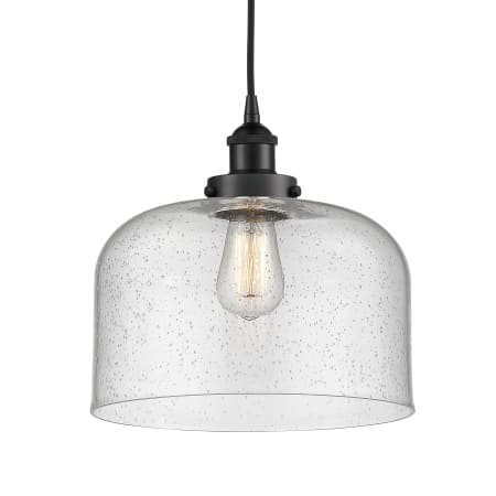 A large image of the Innovations Lighting 616-1PH-12-12-L Bell Pendant Matte Black / Seedy