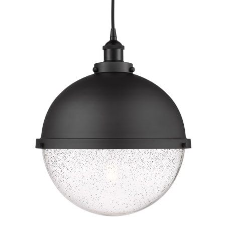 A large image of the Innovations Lighting 616-1PH-16-13 Hampden Pendant Matte Black / Seedy