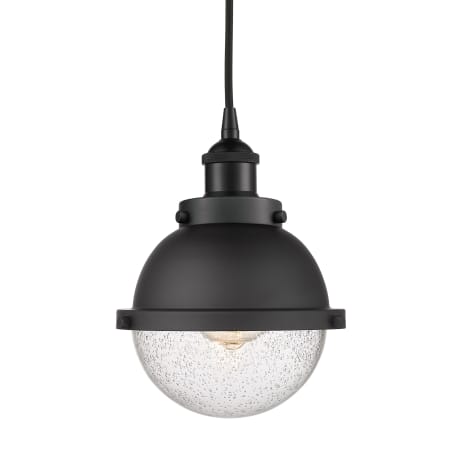 A large image of the Innovations Lighting 616-1PH-10-7 Hampden Pendant Matte Black / Seedy