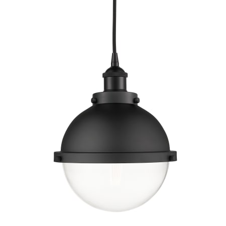 A large image of the Innovations Lighting 616-1PH-12-9 Hampden Pendant Matte Black / Clear