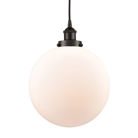 A large image of the Innovations Lighting 616-1PH-16-12 Beacon Pendant Oil Rubbed Bronze / Matte White