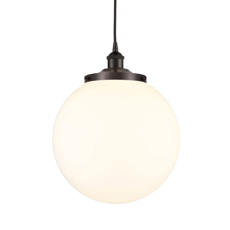 A large image of the Innovations Lighting 616-1PH-18-14 Beacon Pendant Oil Rubbed Bronze / Matte White