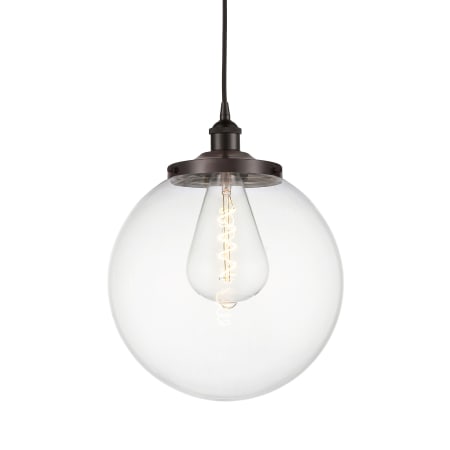 A large image of the Innovations Lighting 616-1PH-18-14 Beacon Pendant Oil Rubbed Bronze / Clear