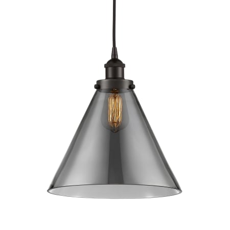 A large image of the Innovations Lighting 616-1PH-15-12-L Cone Pendant Oil Rubbed Bronze / Plated Smoke