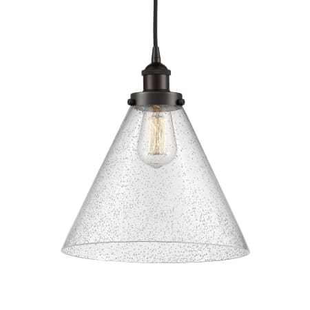 A large image of the Innovations Lighting 616-1PH-15-12-L Cone Pendant Oil Rubbed Bronze / Seedy