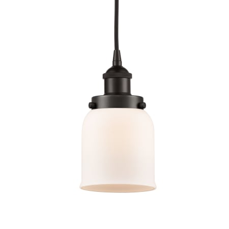 A large image of the Innovations Lighting 616-1PH-10-5 Bell Pendant Oil Rubbed Bronze / Matte White