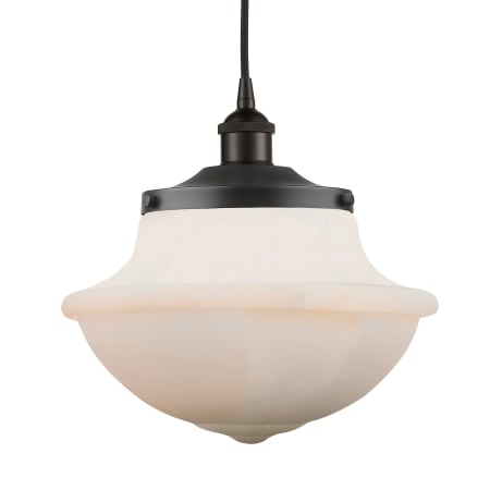A large image of the Innovations Lighting 616-1PH-12-12 Oxford Pendant Oil Rubbed Bronze / Matte White