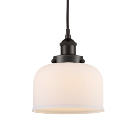 A large image of the Innovations Lighting 616-1PH-10-8 Bell Pendant Oil Rubbed Bronze / Matte White