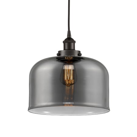 A large image of the Innovations Lighting 616-1PH-12-12-L Bell Pendant Oil Rubbed Bronze / Plated Smoke