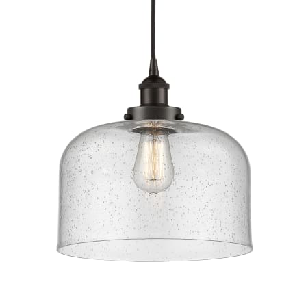 A large image of the Innovations Lighting 616-1PH-12-12-L Bell Pendant Oil Rubbed Bronze / Seedy