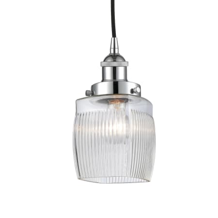 A large image of the Innovations Lighting 616-1PH-10-6 Colton Pendant Polished Chrome / Clear Halophane