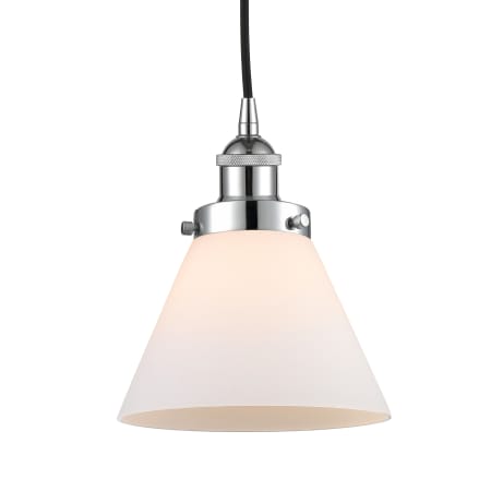 A large image of the Innovations Lighting 616-1PH-10-8 Cone Pendant Polished Chrome / Matte White