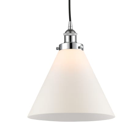 A large image of the Innovations Lighting 616-1PH-15-12-L Cone Pendant Polished Chrome / Matte White