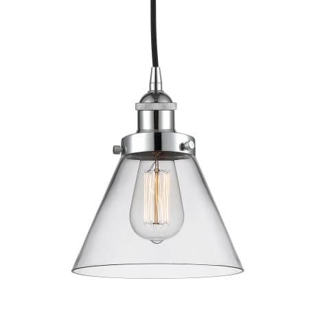 A large image of the Innovations Lighting 616-1PH-10-8 Cone Pendant Polished Chrome / Clear