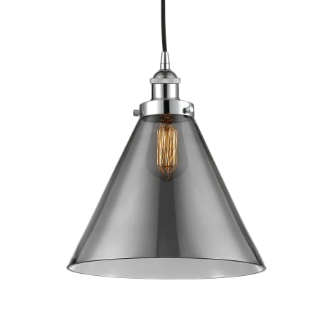 A large image of the Innovations Lighting 616-1PH-15-12-L Cone Pendant Polished Chrome / Plated Smoke