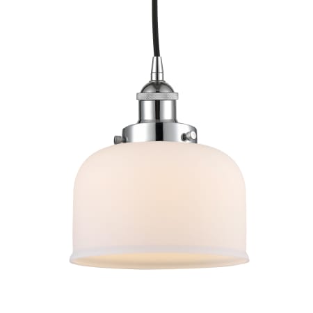 A large image of the Innovations Lighting 616-1PH-10-8 Bell Pendant Polished Chrome / Matte White
