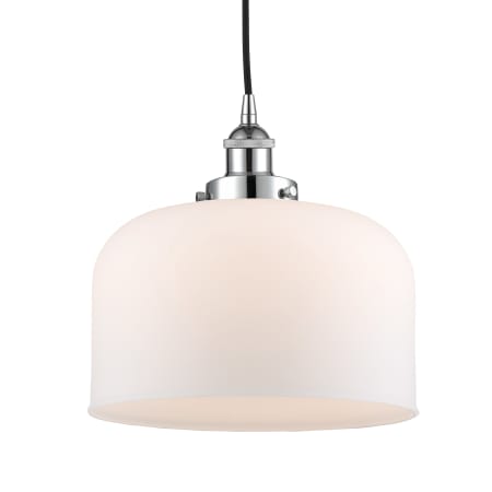 A large image of the Innovations Lighting 616-1PH-12-12-L Bell Pendant Polished Chrome / Matte White