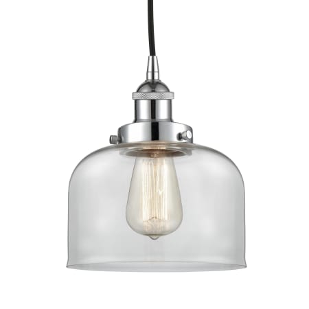 A large image of the Innovations Lighting 616-1PH-10-8 Bell Pendant Polished Chrome / Clear