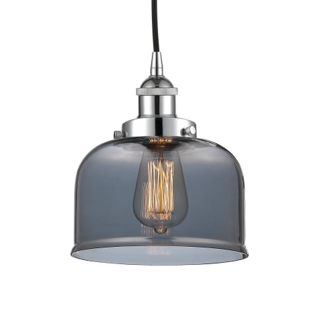 A large image of the Innovations Lighting 616-1PH-10-8 Bell Pendant Polished Chrome / Plated Smoke