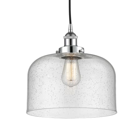 A large image of the Innovations Lighting 616-1PH-12-12-L Bell Pendant Polished Chrome / Seedy